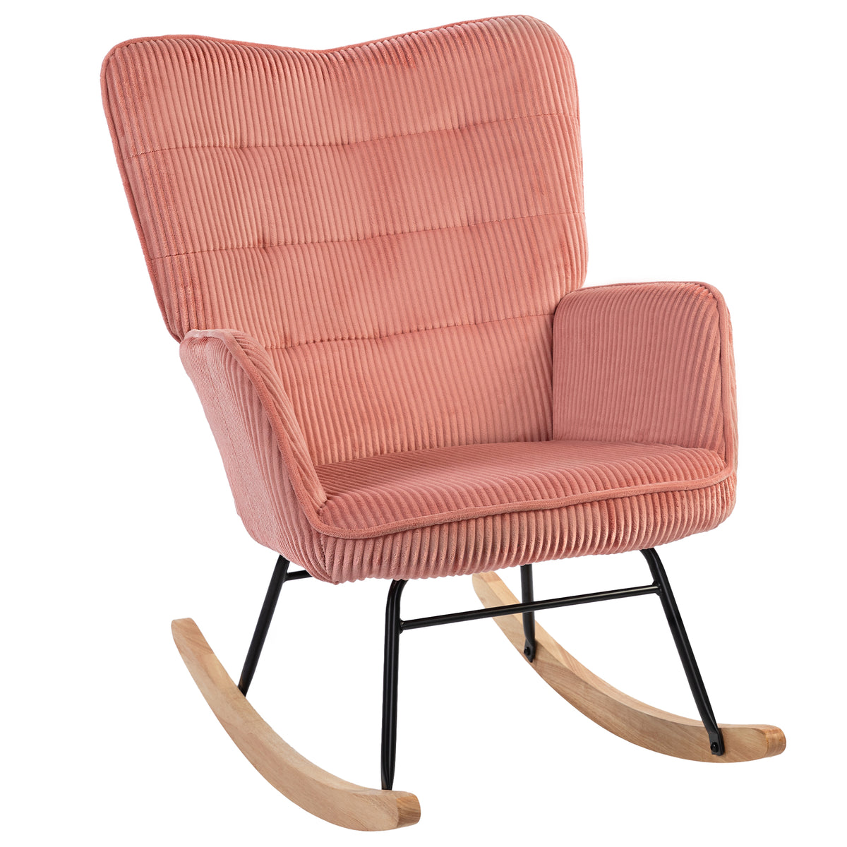 Schaukelstuhl, Relaxsessel, Schaukelsessel, belastbar bis 120 kg, Polyester, 98 x 71 x 101 cm, Rosa
