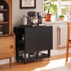 Four-Person Drop Leaf Table - Black Wood-Effect