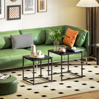 2er-Set Beistelltische, modernes Design, stapelbar, Glastisch, Schwarz