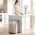 40L Dual Compartment Stainless Steel Bin, with Deodoriser Holders - Silver Tone