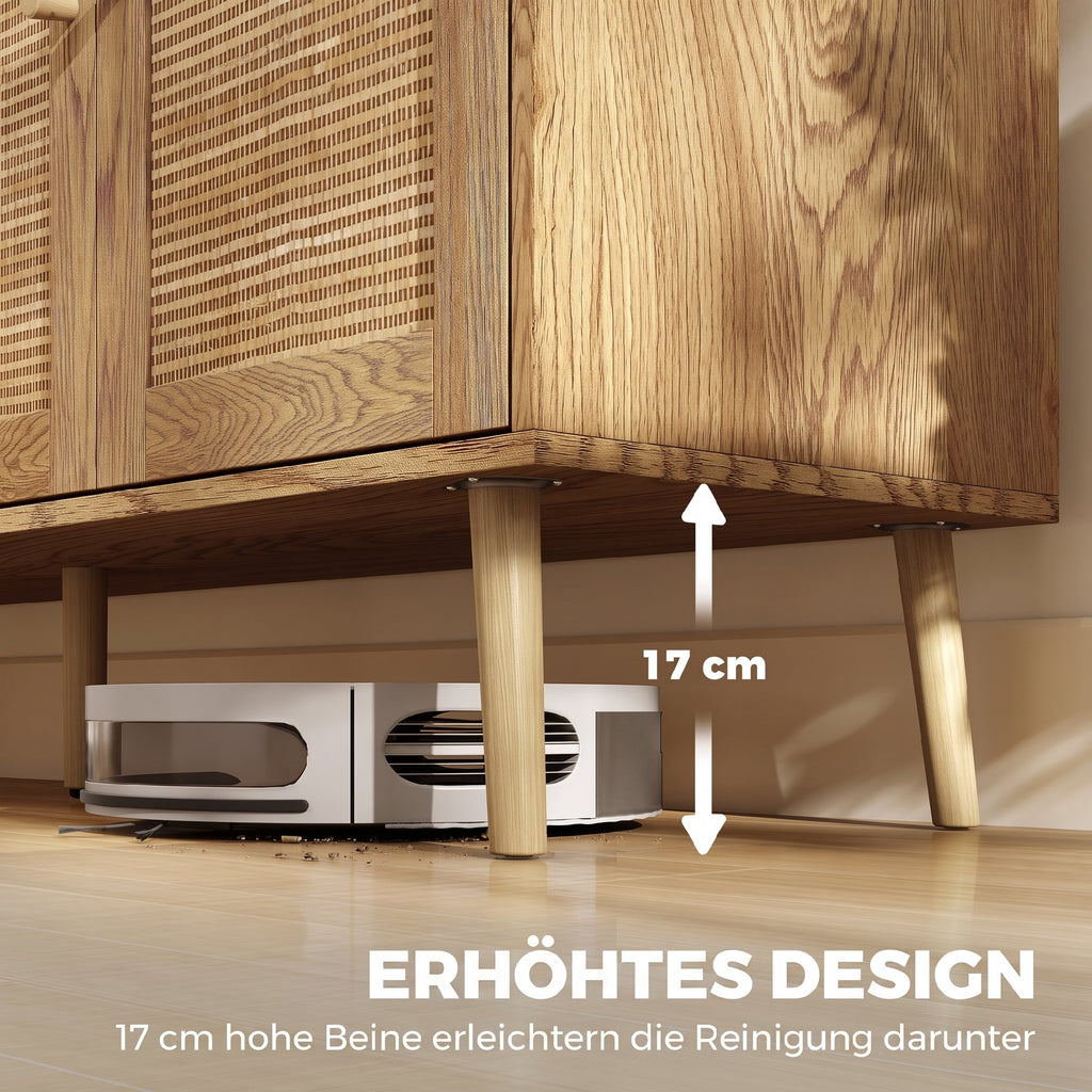 Sideboard Küchenschrank mit 4 Soft-Close-Türen 140x40x75 cm Natur