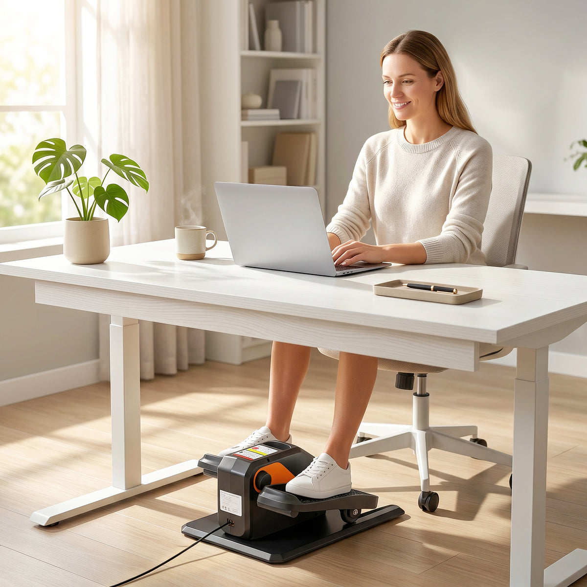 Under Desk Elliptical Machine for Home, Electric Elliptical Machine with 12 Adjustable Speed, LED Monitor