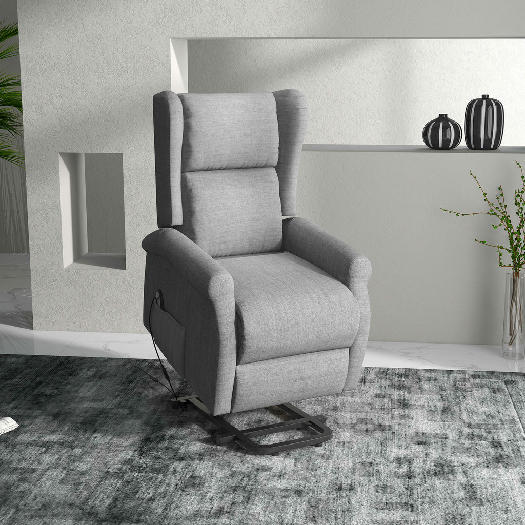 Relaxsessel, Aufstehhilfe, Liegefunktion, bis 200kg, 72,5x94x109cm, Grau