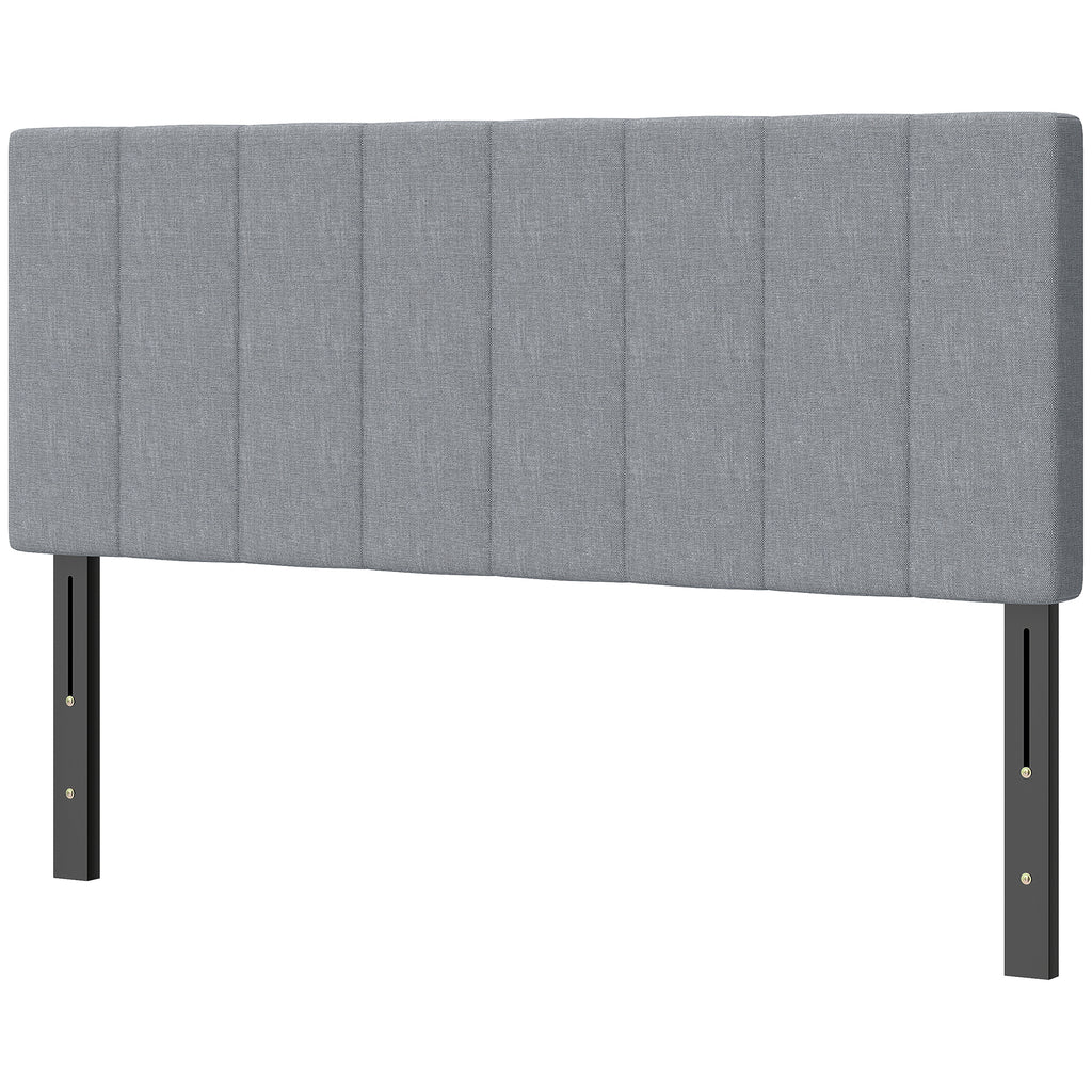 Kopfteil 3-fach höhenverstellbar Bettkopfteil mit Metallbeinen Leinenoptik für Schlafzimmer 160x10x106/116/126 cm Grau