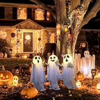 Halloweendekoration, 3 leuchtende Geister, Bewegungssensor, 54 x 10 x 60 cm, Weiß