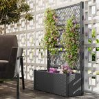 Garden Planter Box with Trellis, Liner for Climbing Plants, Vegetables, Flowers, 90 x 35 x 148 cm, Charcoal Grey