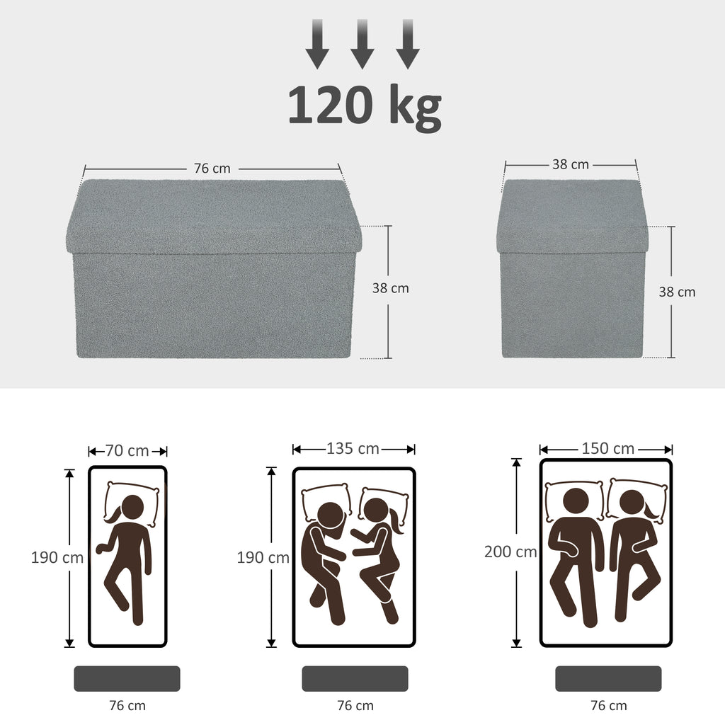 Aufbewahrungshocker, Polsterbank mit Stauraum und Deckel f¨¹r Wohnzimmer, Schlafzimmer, Flur, Dunkelgrau