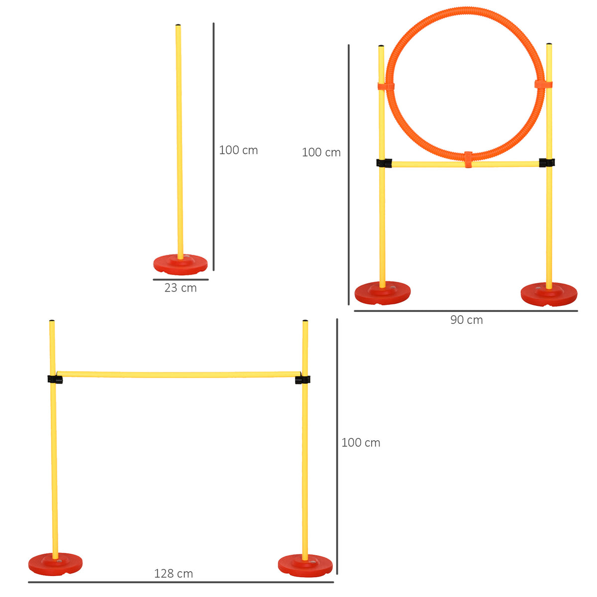 Dog Agility Equipment Training Portable Obstacle for Pet w/Adjustable Hurdles, Jumping Ring, Weave Poles