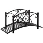 102L x 48W x 49H Classic Metal Garden Bridge with Safety Railings Arc Footbridge Decorative Pond Bridge for Backyard Creek Stream, Black