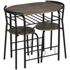 Bistro-Set 3-teilig, 1 Tisch, 2 Stühle, 80 cm x 53 cm x 74,5 cm, Schwarz