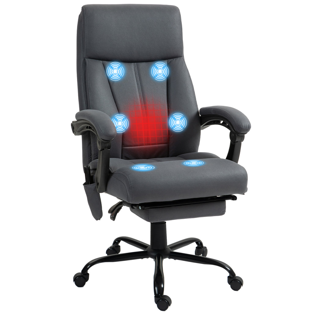B¨¹rostuhl mit Massagefunktion & Heizfunktion, Fu?st¨¹tze, bis 120 kg, Dunkelgrau