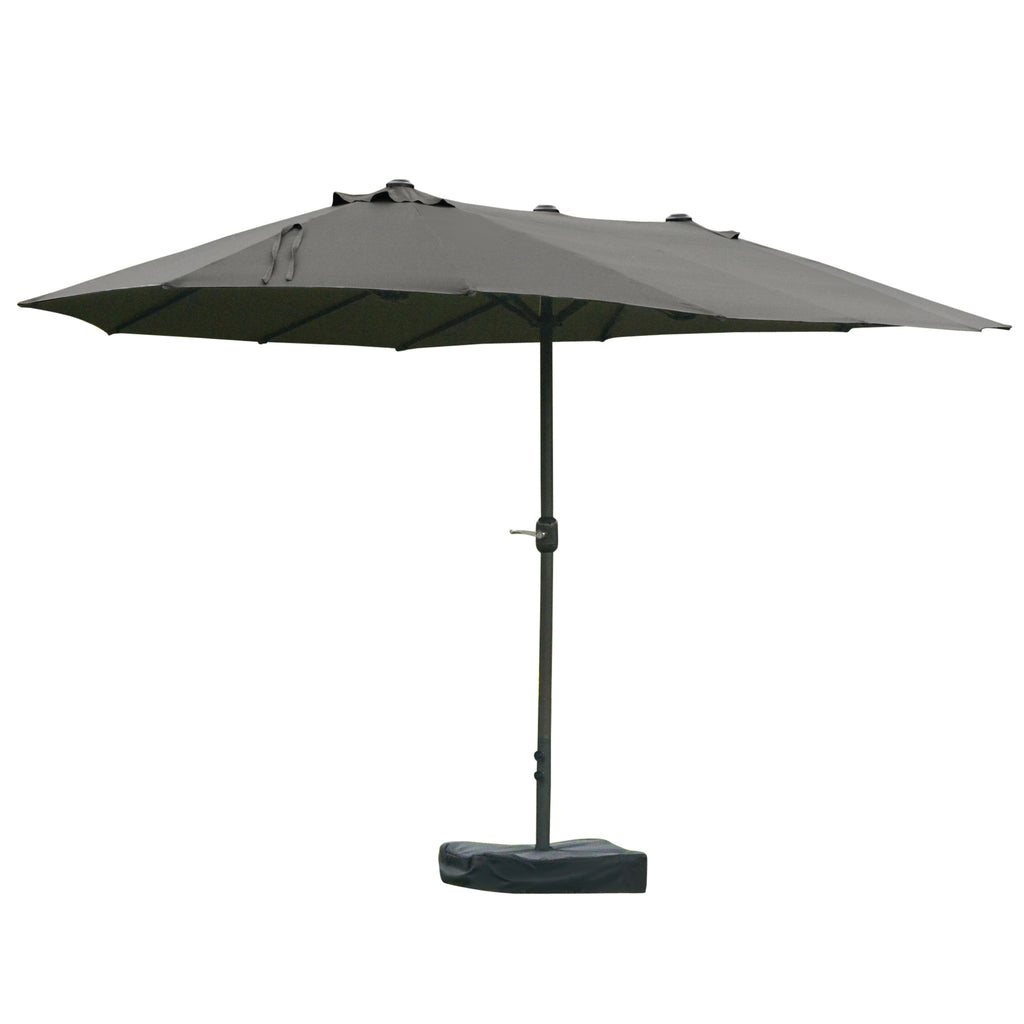 Doppelsonnenschirm 455 x 265 cm, UV Schutz Sonnenschirm mit Handkurbel, Ständer, Balkonschirm Strandschirm windfest Kurbelschirm Sonnenschutz für Strand Balkon Garten, Dunkelgrau