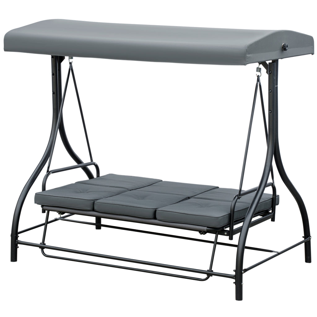 Schaukelbank, Hollywoodschaukel mit Sonnenschutz, Gartenschaukel, Verandaschaukel, 3 Sitze, Schaukelbett