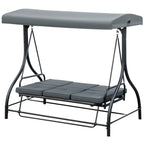 Schaukelbank, Hollywoodschaukel mit Sonnenschutz, Gartenschaukel, Verandaschaukel, 3 Sitze, Schaukelbett