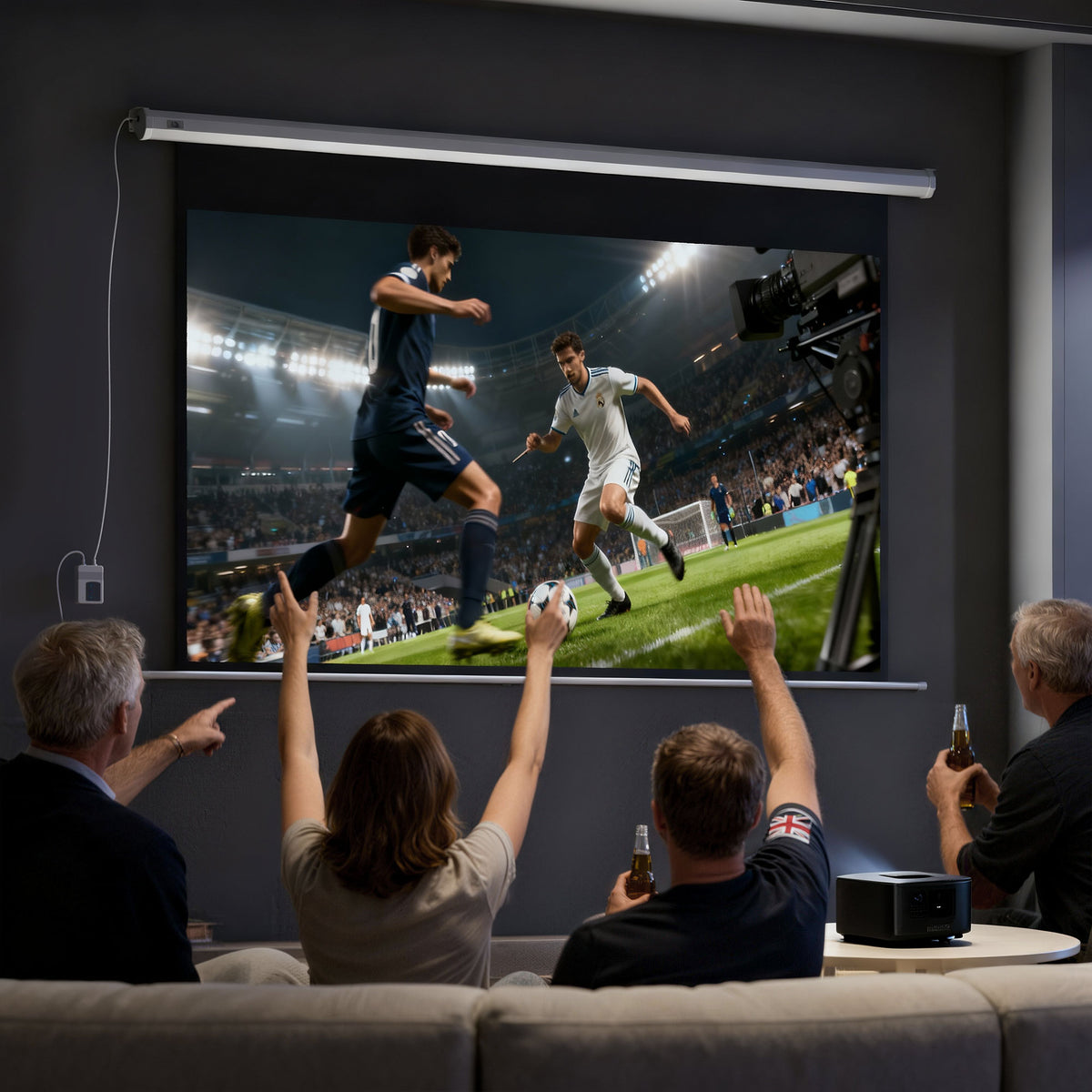 Beamer-Leinwand, Projektionsleinwand, 16:9, 100 Zoll, Fernbedienung, Motor