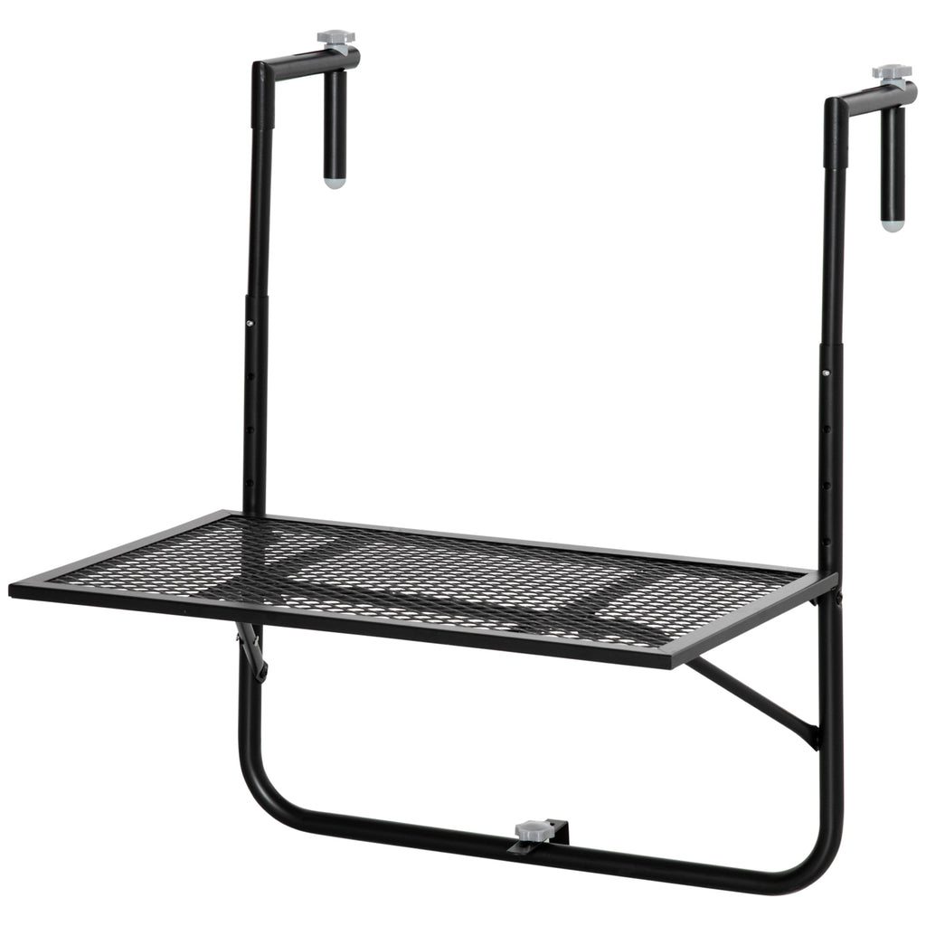Balkonhängetisch klappbar 4-fach höhenverstellbarer Hängetisch aus Metall wetterfest Balkontisch 60x40 cm Schwarz