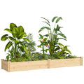 Hochbeet Holz, Pflanzbeet mit Trennwand Offenem Boden, Frühbeet Gartenbeet 235 x 66 x 26 cm Naturholz