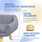 Haustiersofa Hundesofa, Skandidesign, abnehmbares Polster, Samtoptik, 102 cm x 58,5 cm x 42,5 cm, Grau + Natur