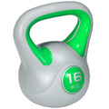 Kugelhantel, Kettlebell, 16 kg, flache Unterseite, großer Griff, Gewichtkugel, Grün, 27 x 17 x 31 cm