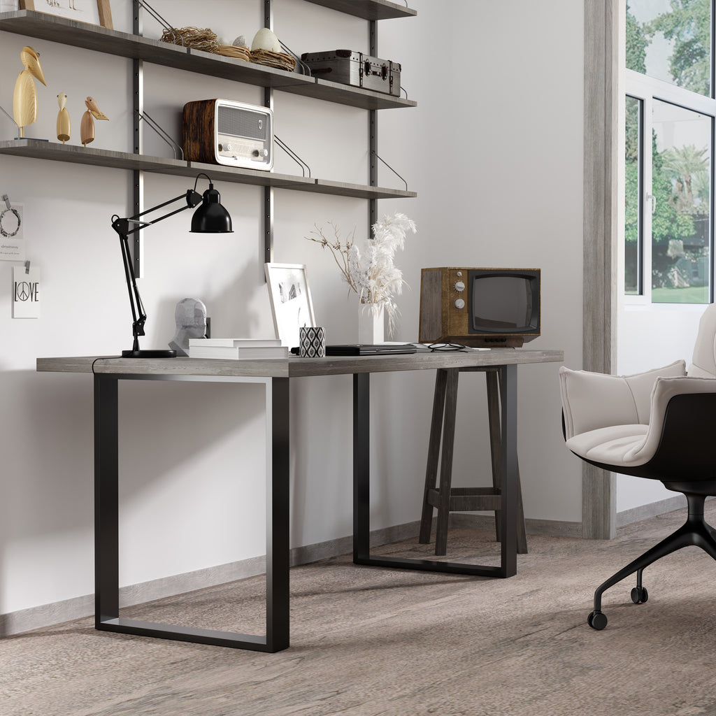 Tischbein-Set, 2 Stahlbeine, 72 x 60 cm, vorgebohrte Löcher, Industrial Design, Stahl, schwarz
