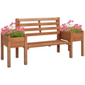 Gartenbank Sitzbank, inkl. Pflanzkästen, Holz, 184 cm x 59 cm x 95 cm, Braun