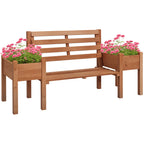 Gartenbank Sitzbank, inkl. Pflanzkästen, Holz, 184 cm x 59 cm x 95 cm, Braun