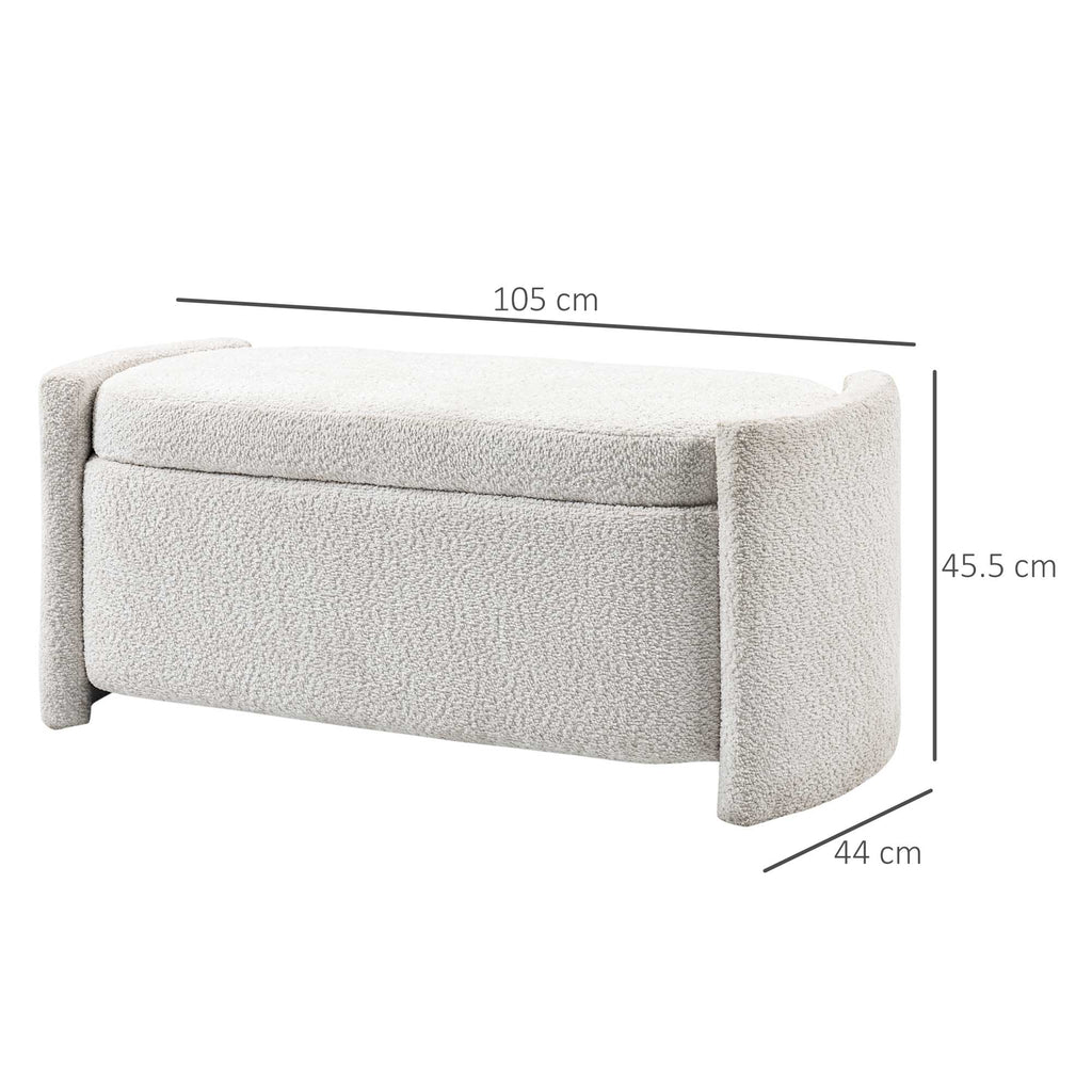 Sitzbank mit Stauraum Flurbank Schuhbank, gepolstert, 105 cm x 44 cm x 45,5 cm. Creme/Beige