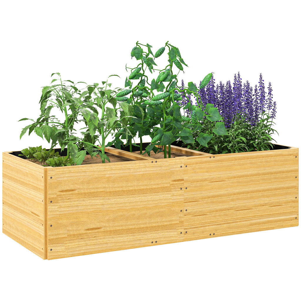 Hochbeet, Pflanzenbeet aus Holz mit 3 Pflanzzonen, f¨¹r Gem¨¹se, Kr?uter, Blumen, 140 x 60 x 40 cm