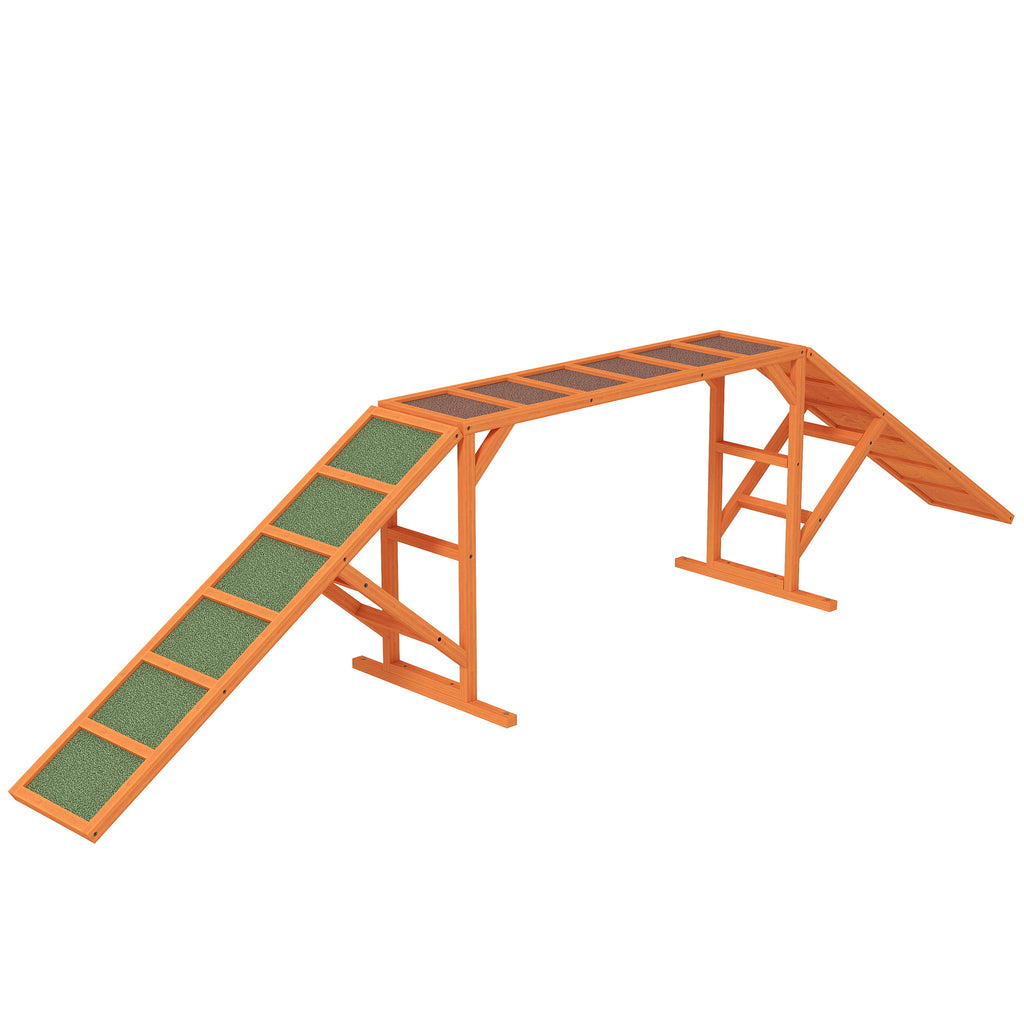 Agility Hunderampe, Parcours, rutschfest, wetterfest, Holz, 335 x 55 x 60 cm, Orange