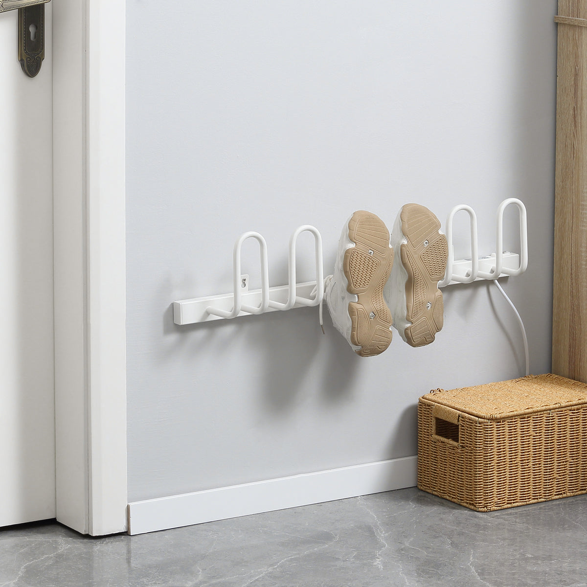 Schuhtrockner, elektrisch, Temperatur bis 55¡ã C, Wandmontage, Stahl, wei?, 76 x 13 x 17cm