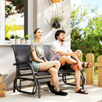 2-Sitzer Schaukelstuhl Gartenbank mit Schaukelmechanismus Gartenschaukel Sitzbank aus Metall Parkbank bis 200 kg belastbar Gartenmöbel für Garten, Terrasse, Veranda 120 x 70 x 85 cm Grau