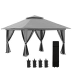 Faltpavillon, höhenverstellbar, 4 Netzwände, Lüftungsdach, Tragetasche, Schnellaufbau, dunkelgrau, 4 x 4 x 3 m