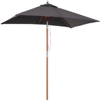 2m Tilting Wooden Pole Parasol - Deep Grey