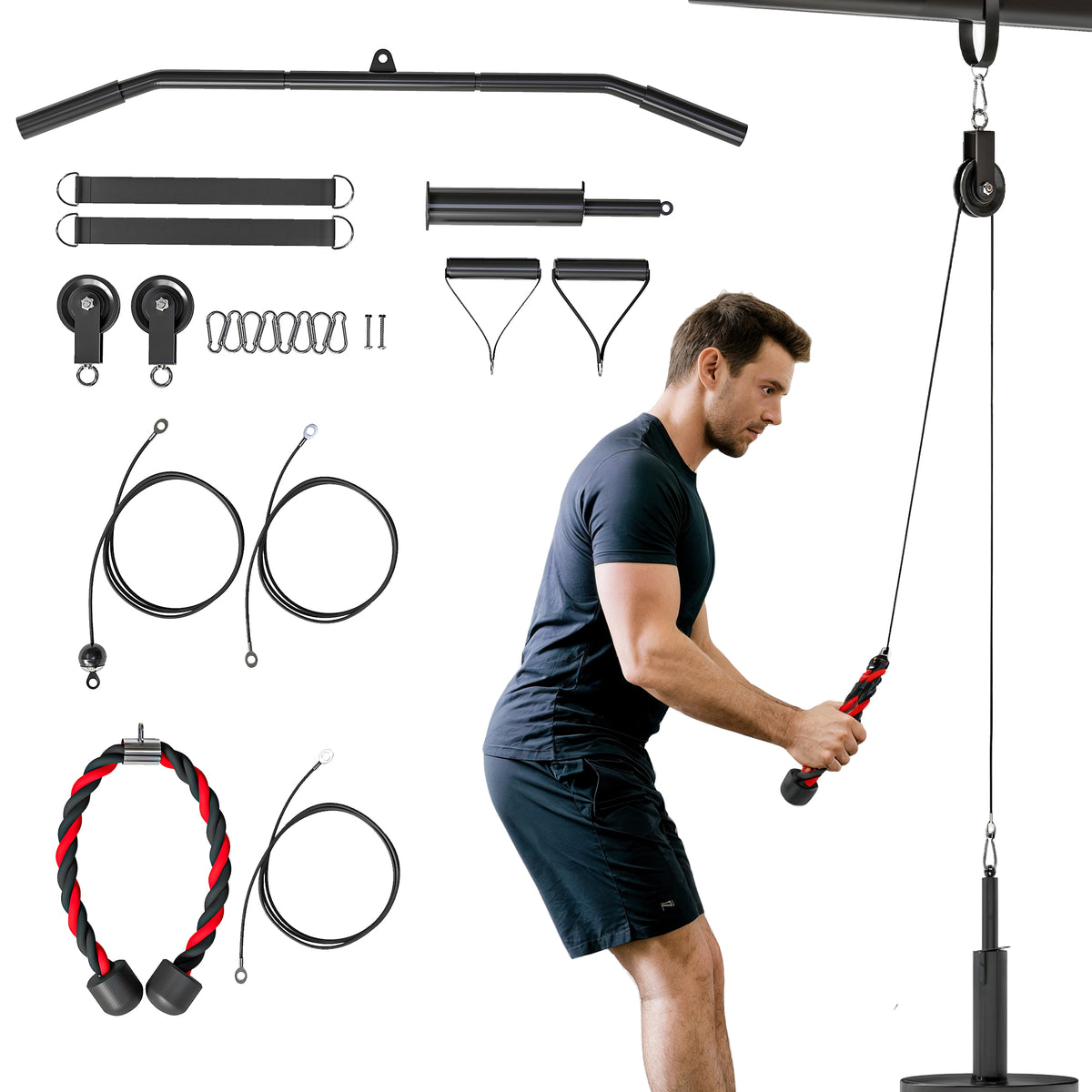Fitness Latzug Gym Fitnesssger?te Kabelzug Pulley System Arm Krafttraining f¨¹r Zuhause