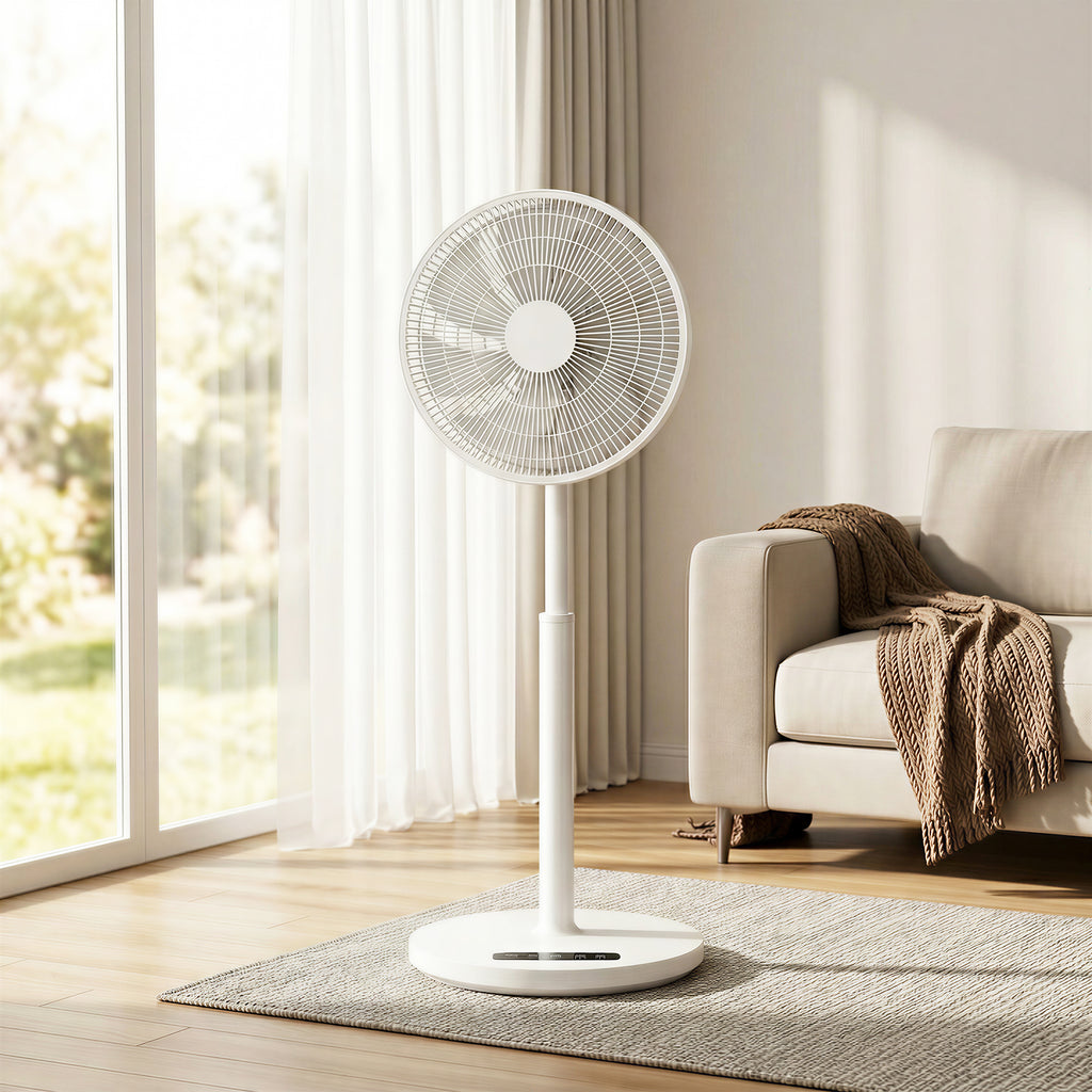 Standventilator mit Fernbedienung und 12 Geschwindigkeiten, Bodenventilator mit verstellbarer Höhe für Schlafzimmer Weiß