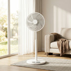 Standventilator mit Fernbedienung und 12 Geschwindigkeiten, Bodenventilator mit verstellbarer Höhe für Schlafzimmer Weiß