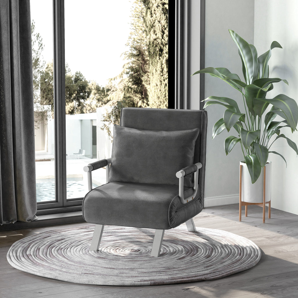 Relaxsessel Liegesessel Sessel, Liegefunktion, Gästebett, 65 cm x 69 cm x 80 cm, Grau