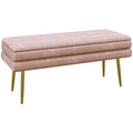 Sitzbank Polsterbank, mit Stauraum, Stahl, 100 x 37,5 x 42 cm, Rosa