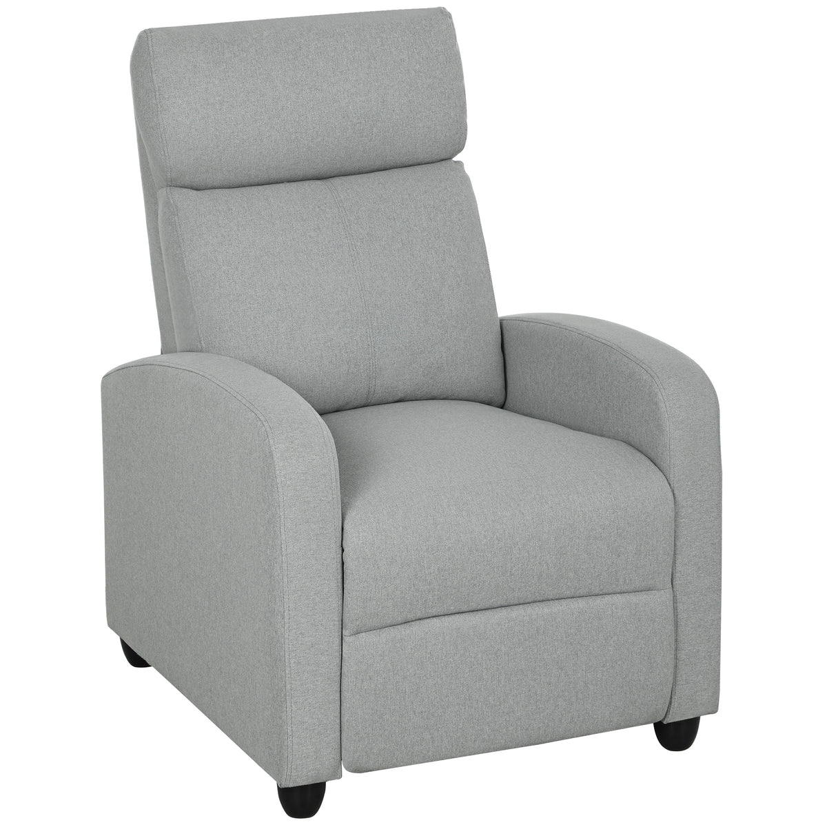 Relaxsessel, verstellbar 135¡ã, ausziehbare Fu?st¨¹tze, gepolsterte Lehnen, Leinen-Polyester, Hellgrau