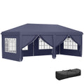 Faltpavillon 6 x 3 m, abnehmbare Seitenw?nde, gro?e Fenster, Rei?verschlusst¨¹ren, Stahlrahmen, Blau