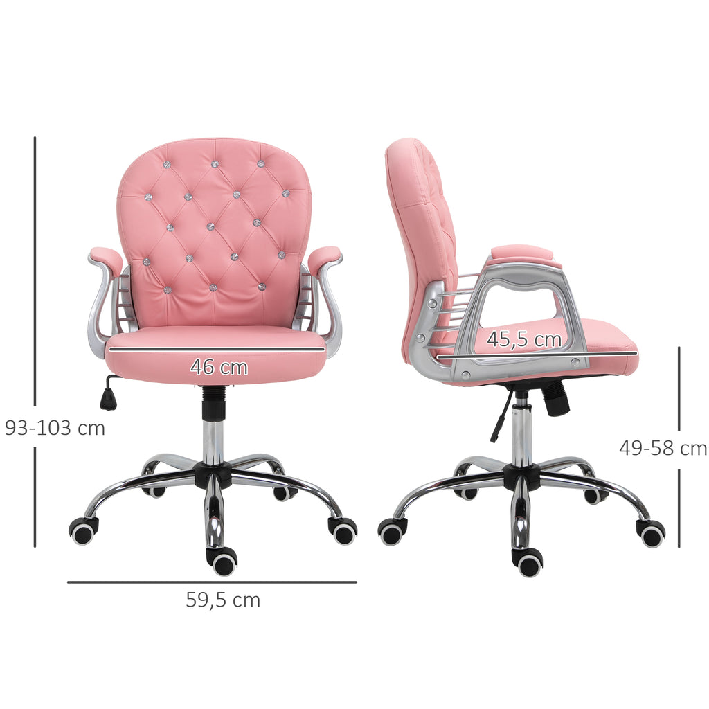 Homeoffice Stuhl Schreibtischstuhl mit Kunstlederoptik h?henverstellbar Drehstuhl Schminkstuhl B¨¹rostuhl bis 120 kg belastbar, f¨¹r Arbeitszimmer, Schlafzimmer Rosa