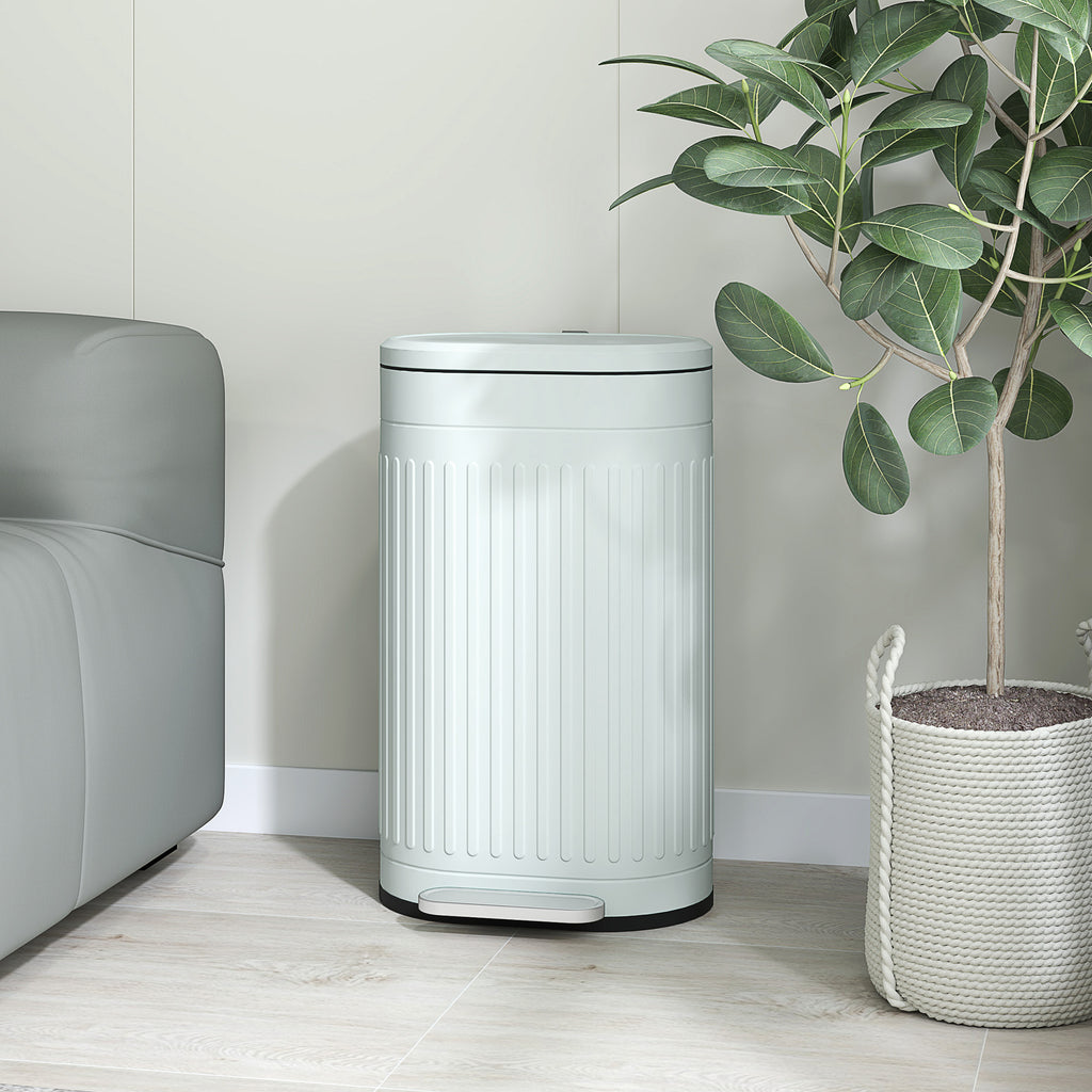 30L Metal Kitchen Bin, with Soft-Close Lid - Light Green