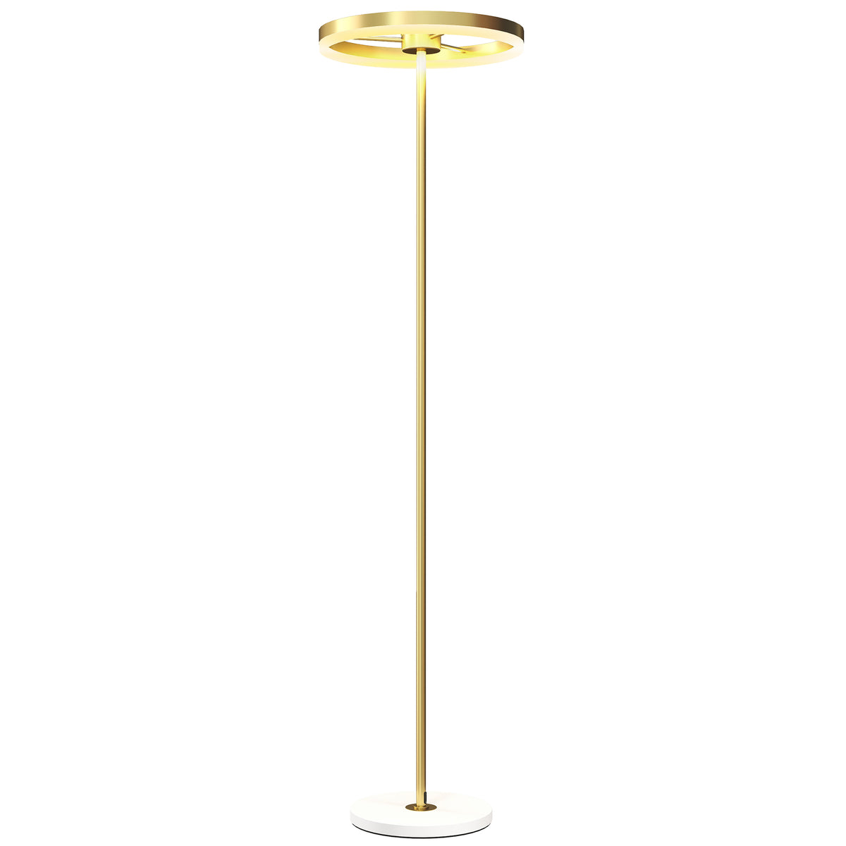 Stehlampe, Fußschalter, Metallstruktur, Acrylschirm, 4000K, dimmbar, Goldfarben