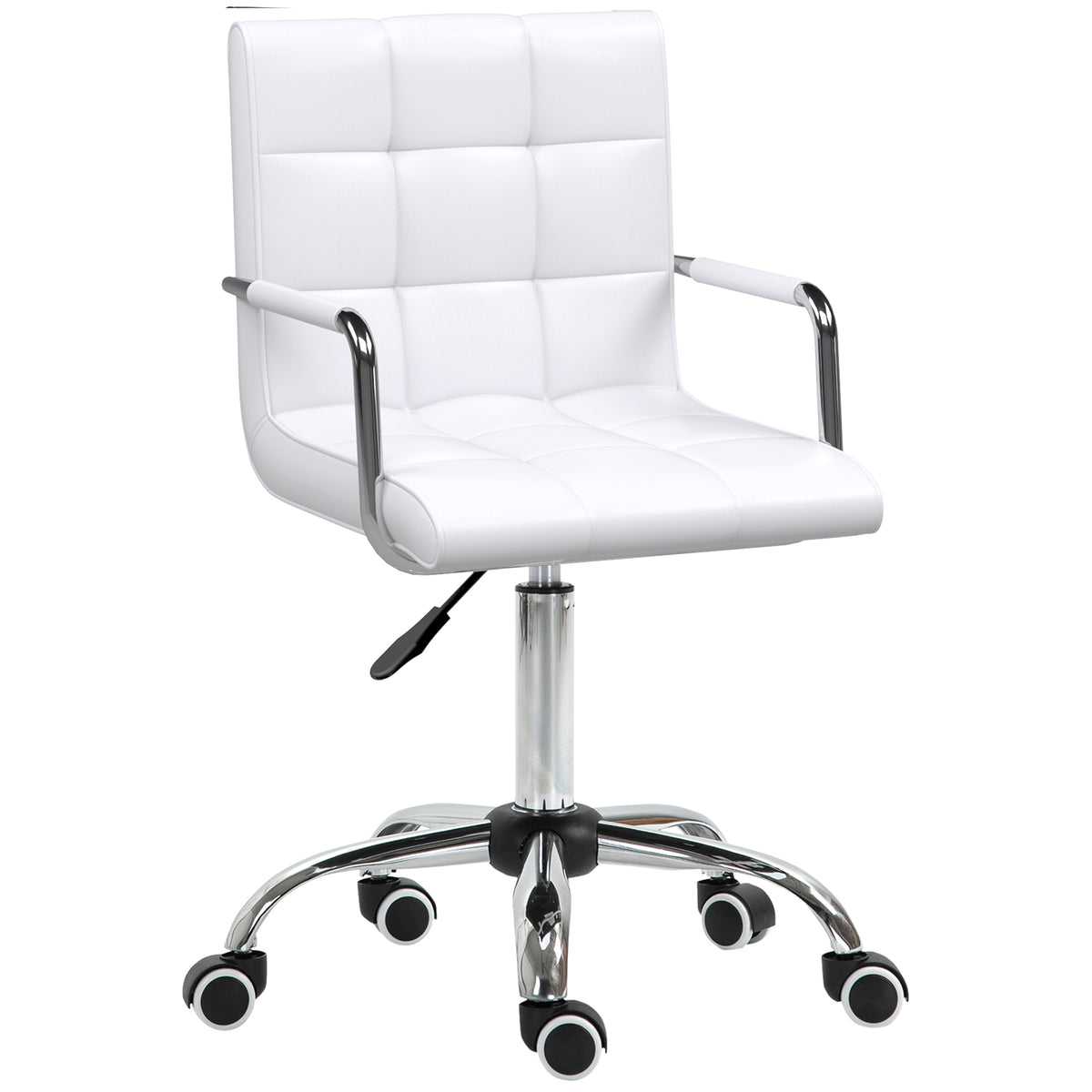 Bürostuhl im Retrodesign, höhenverstellbar, 5 Rollen, 52,5 cm x 54 cm x 99 cm, Weiß
