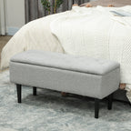 Sitztruhe, Sitzbank mit Stauraum, bis 120kg, Samtoptik, 95x38x45cm, Grau