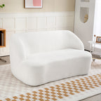 2-Sitzer-Sofa, geschwungenes Design, Polstersofa mit Fleece-Bezug, f¨¹r Wohnzimmer, Schlafzimmer, Homeoffice, Cremewei?