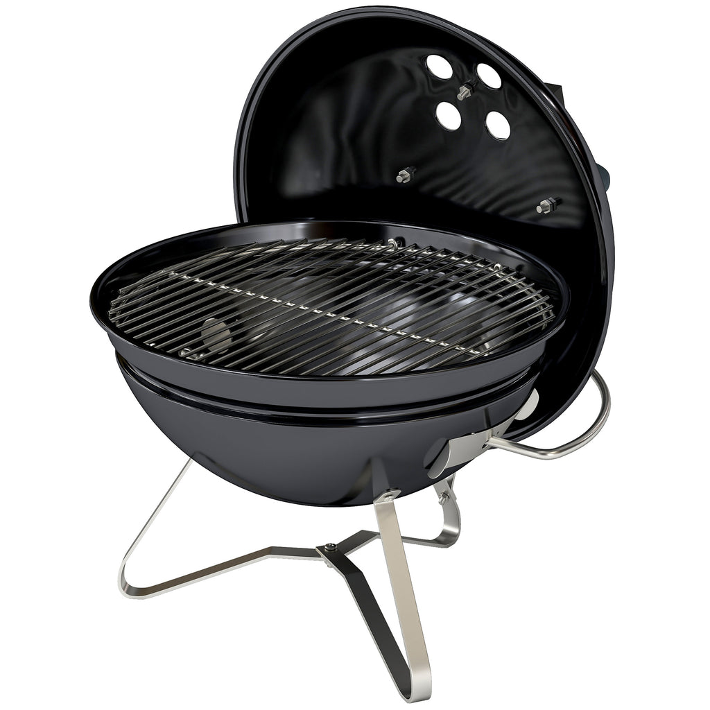 Holzkohlegrill Tragbarer Kugelgrill mit Deckel Griff verstellbaren Lüftungsschlitzen für Barbeque 41x41x44 cm Schwarz