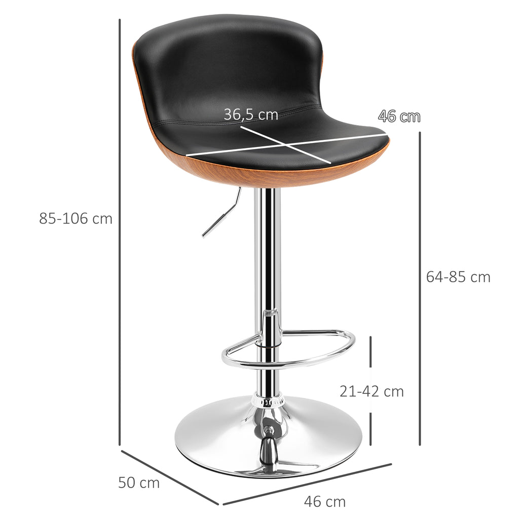 2er-Set Barhocker, höhenverstellbar, Metallgestell, drehbarer Sitz, Schwarz