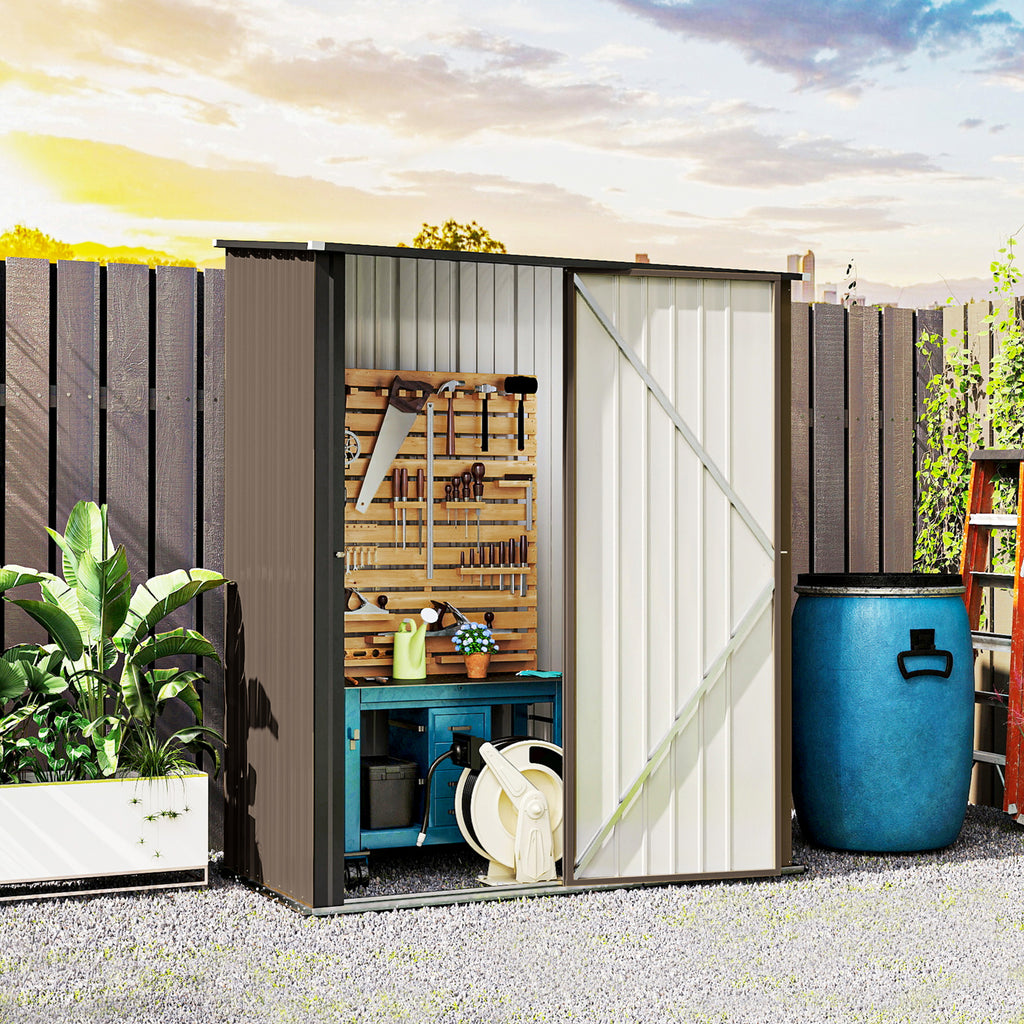 5.3 x 3.1ft Corrugated Steel Garden Shed - Brown