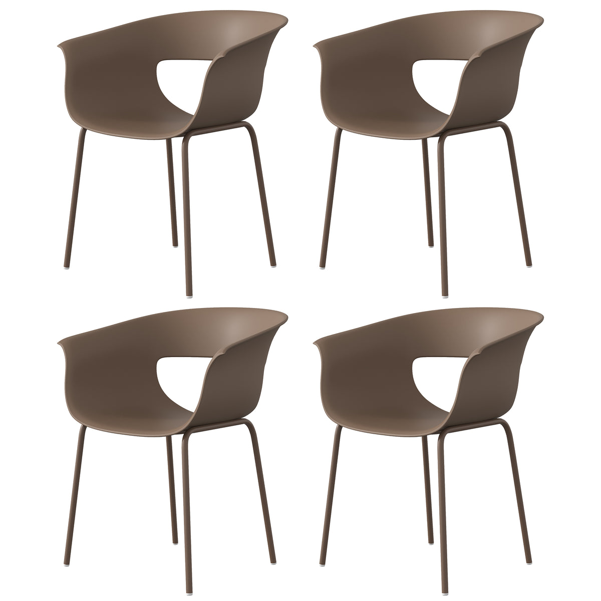 Gartenstühle 4er Set ergonomisch Balkonstühle mit Ausschnittdesign Armlehne Wetterfest rostbeständig Kaffee